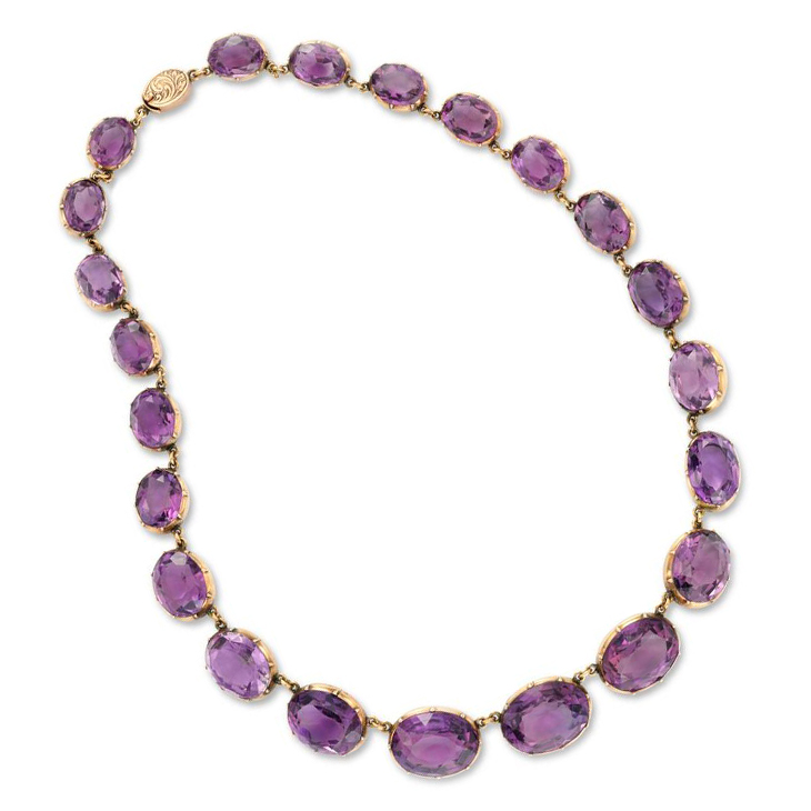 Antique amethyst and gold riviere necklace